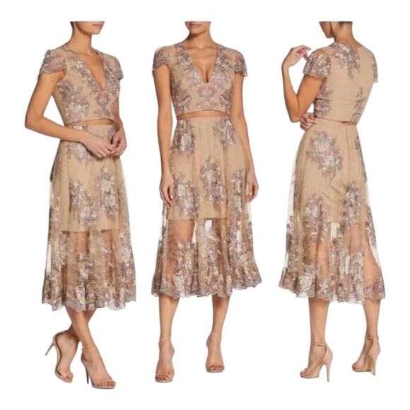 Dress the Population Juliana Floral Embroidered 2-Piece Set‎ Top & Skirt - Picture 1 of 16